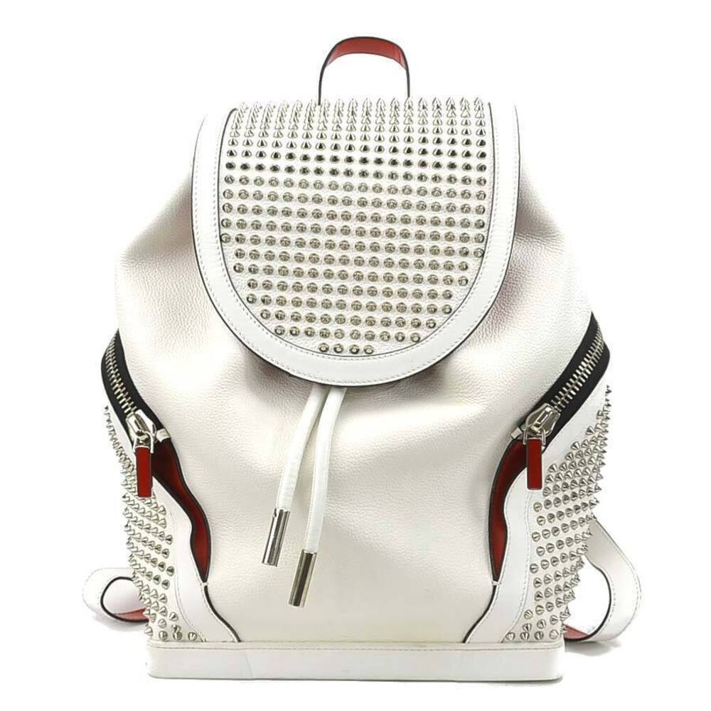 Christian Louboutin Explorafunk Backpack Rucksack Leather Metal White